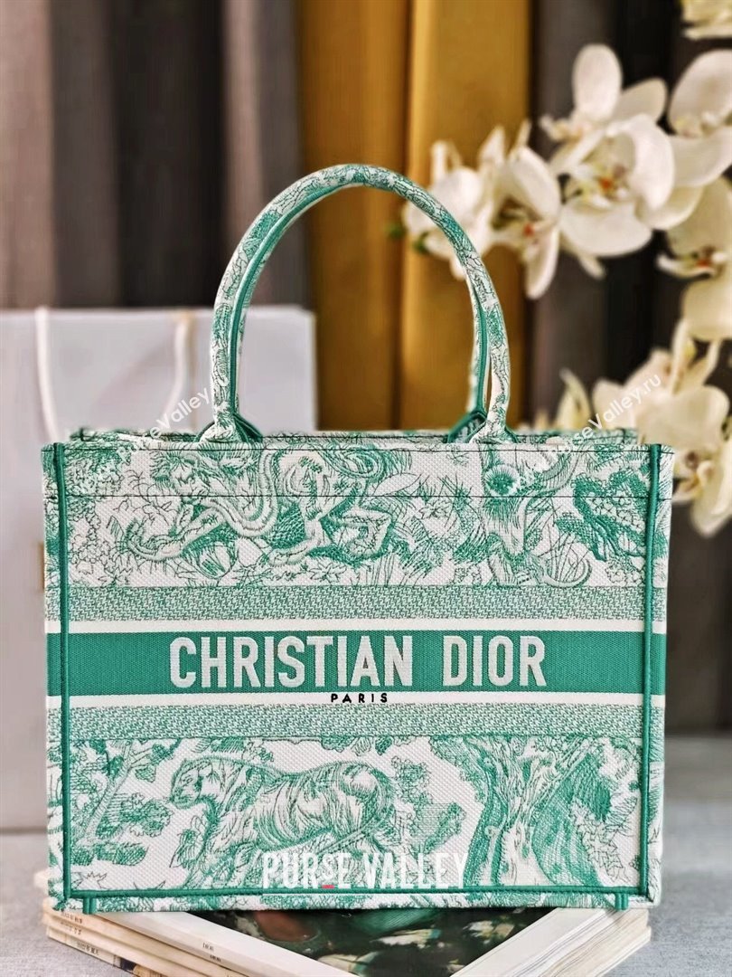 Dior Medium Book Tote Bag Bag in Aquamarina Toile de Jouy Embroidery 2024 (DMZ-24062820)