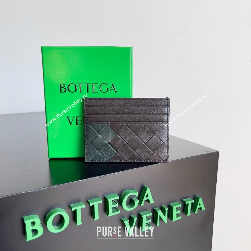 Bottega Veneta Intrecciato Credit Card Case 749449 Greem/Chocolate 2024 (MS-24012303)