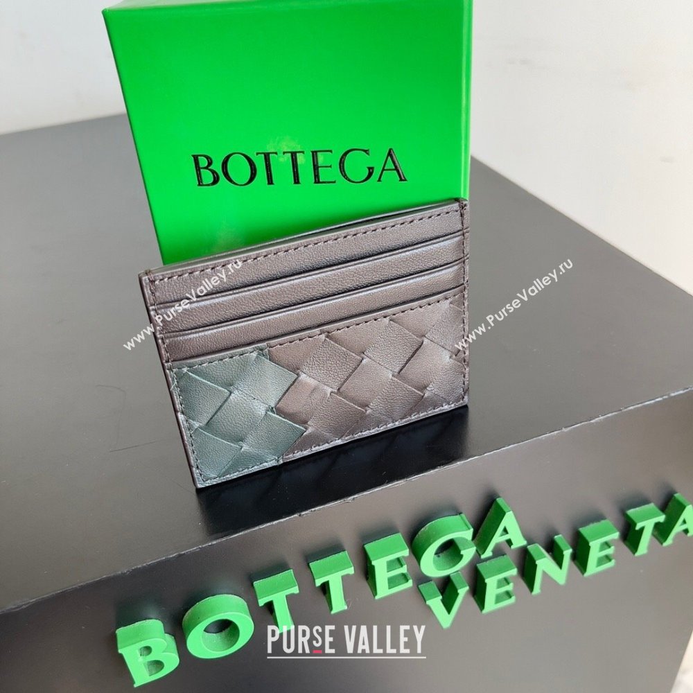 Bottega Veneta Intrecciato Credit Card Case 749449 Greem/Chocolate 2024 (MS-24012303)