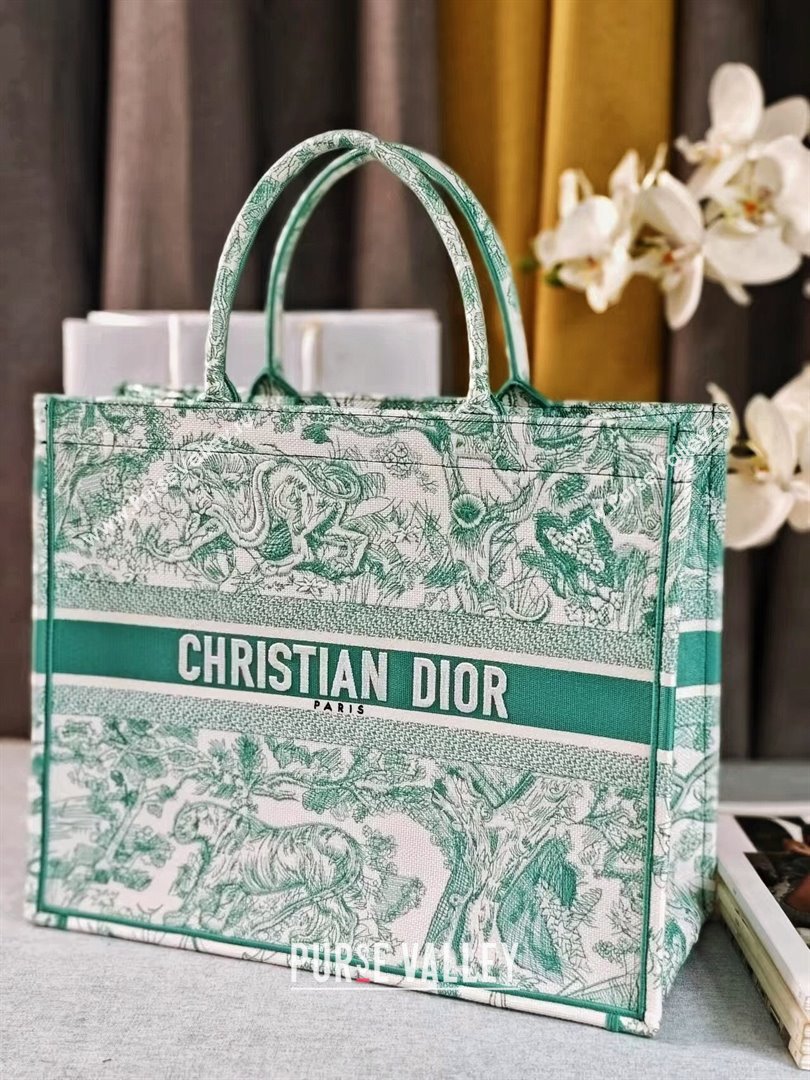 Dior Large Book Tote Bag Bag in Aquamarina Toile de Jouy Embroidery 2024 (DMZ-24062822)