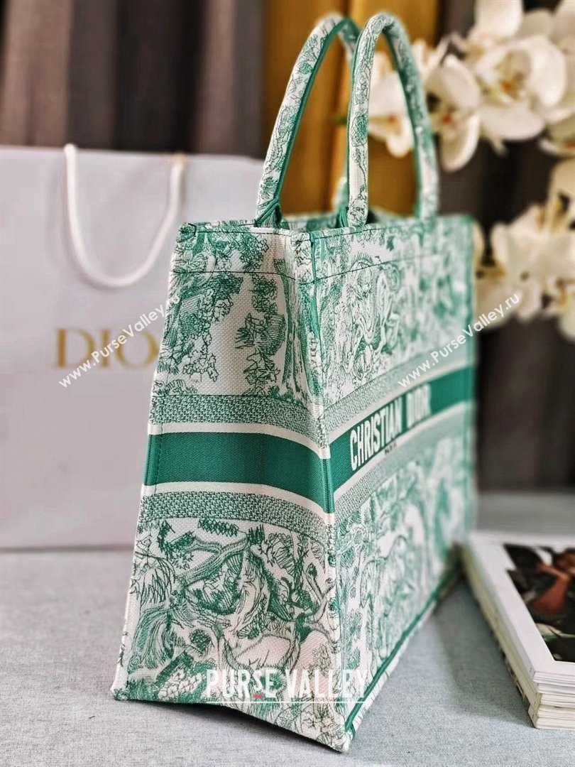 Dior Large Book Tote Bag Bag in Aquamarina Toile de Jouy Embroidery 2024 (DMZ-24062822)