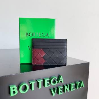 Bottega Veneta Intrecciato Credit Card Case 749449 Burgundy/Black 2024 (MS-24012305)