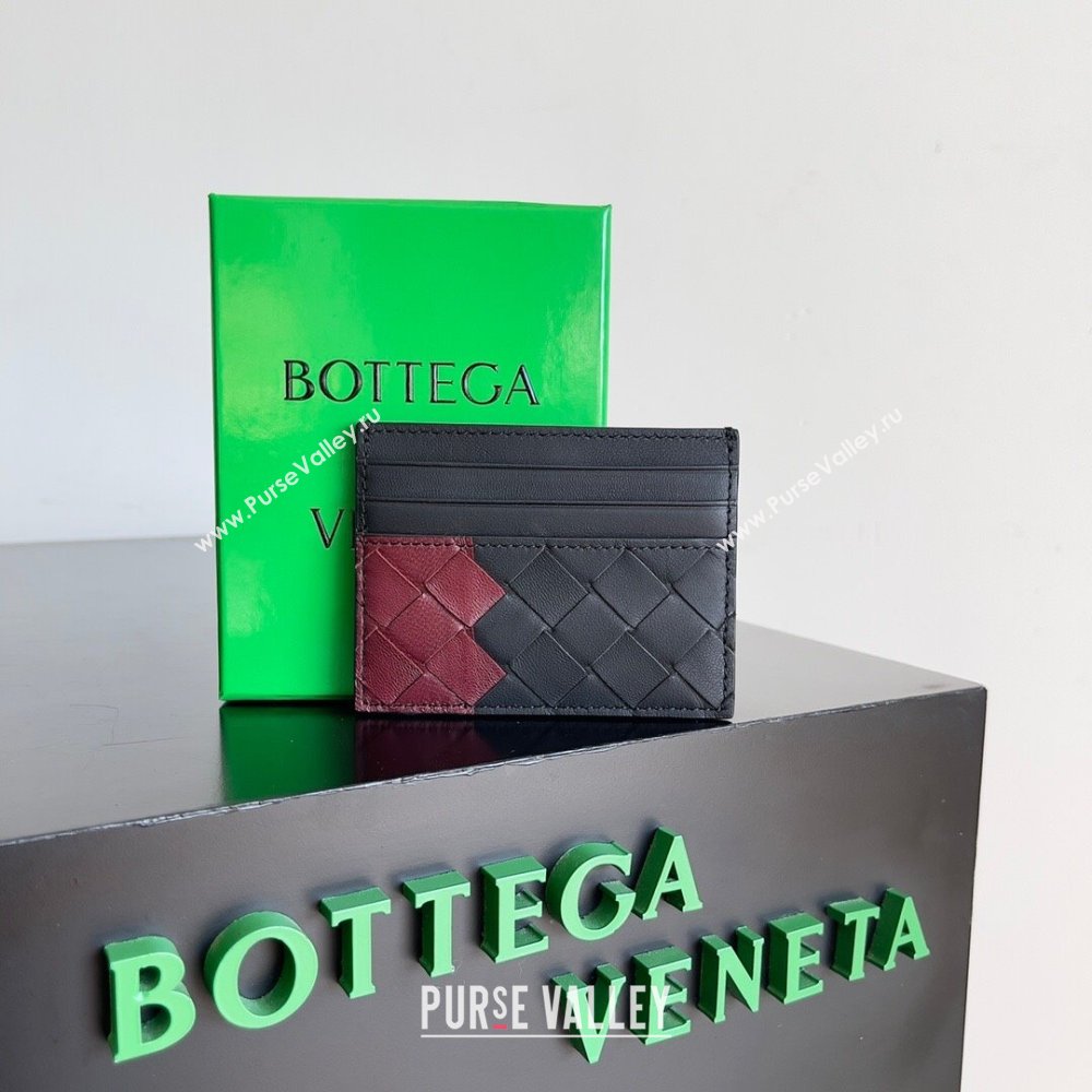 Bottega Veneta Intrecciato Credit Card Case 749449 Burgundy/Black 2024 (MS-24012305)