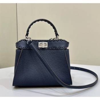 Fendi Peekaboo Mini Bag with Hand-sewn Topstitches 8615 Deep Blue 2024 Top (CL-24031501)