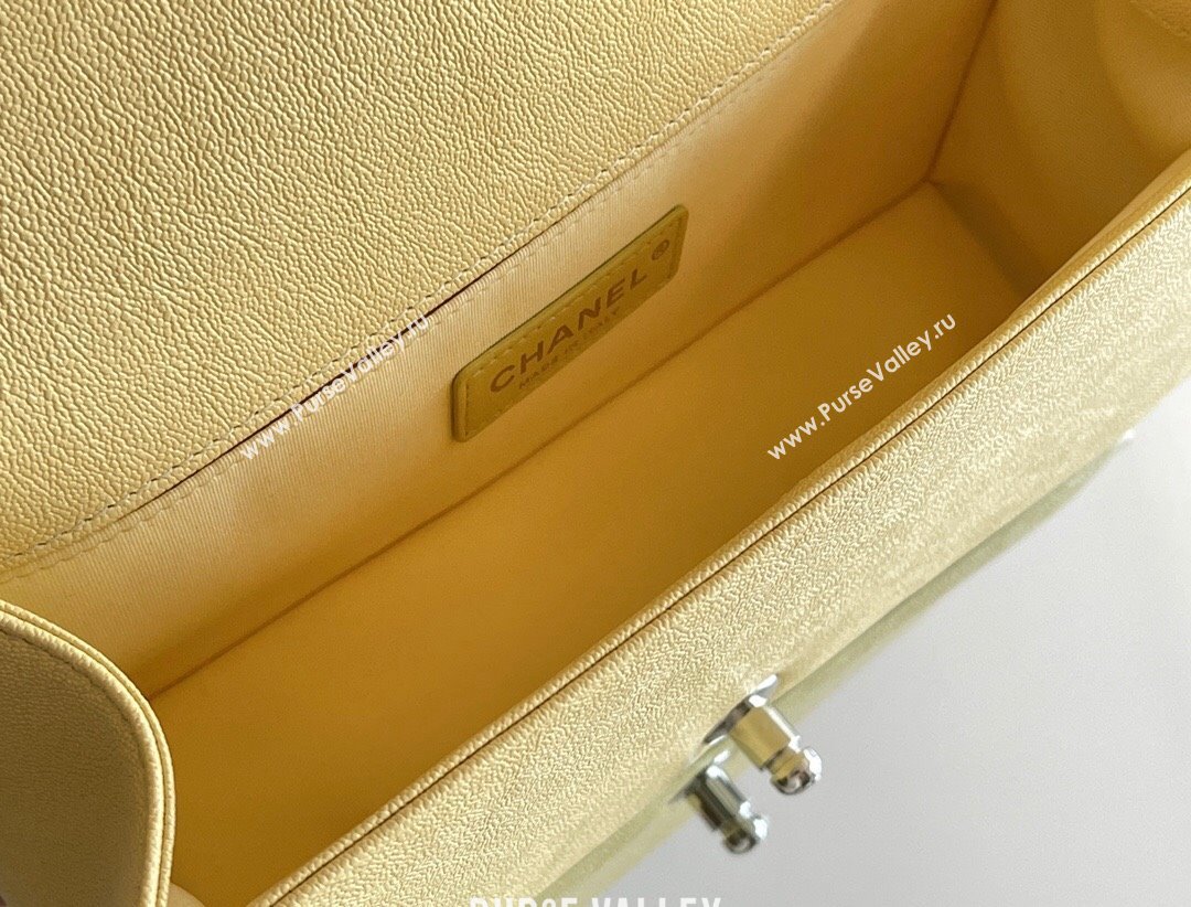 Chanel Original Grained Calfskin Chevron Medium Boy Flap Bag Light Gold/Yellow 2023 Top Quality (MHE-23102528)