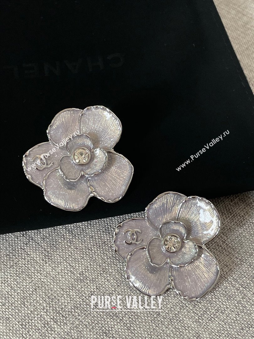 Chanel Camellia Clip-on Earrings CH101056 Silver 2024 (YF-24101056)