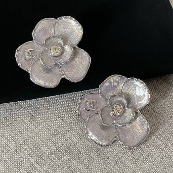 Chanel Camellia Clip-on Earrings CH101056 Silver 2024 (YF-24101056)