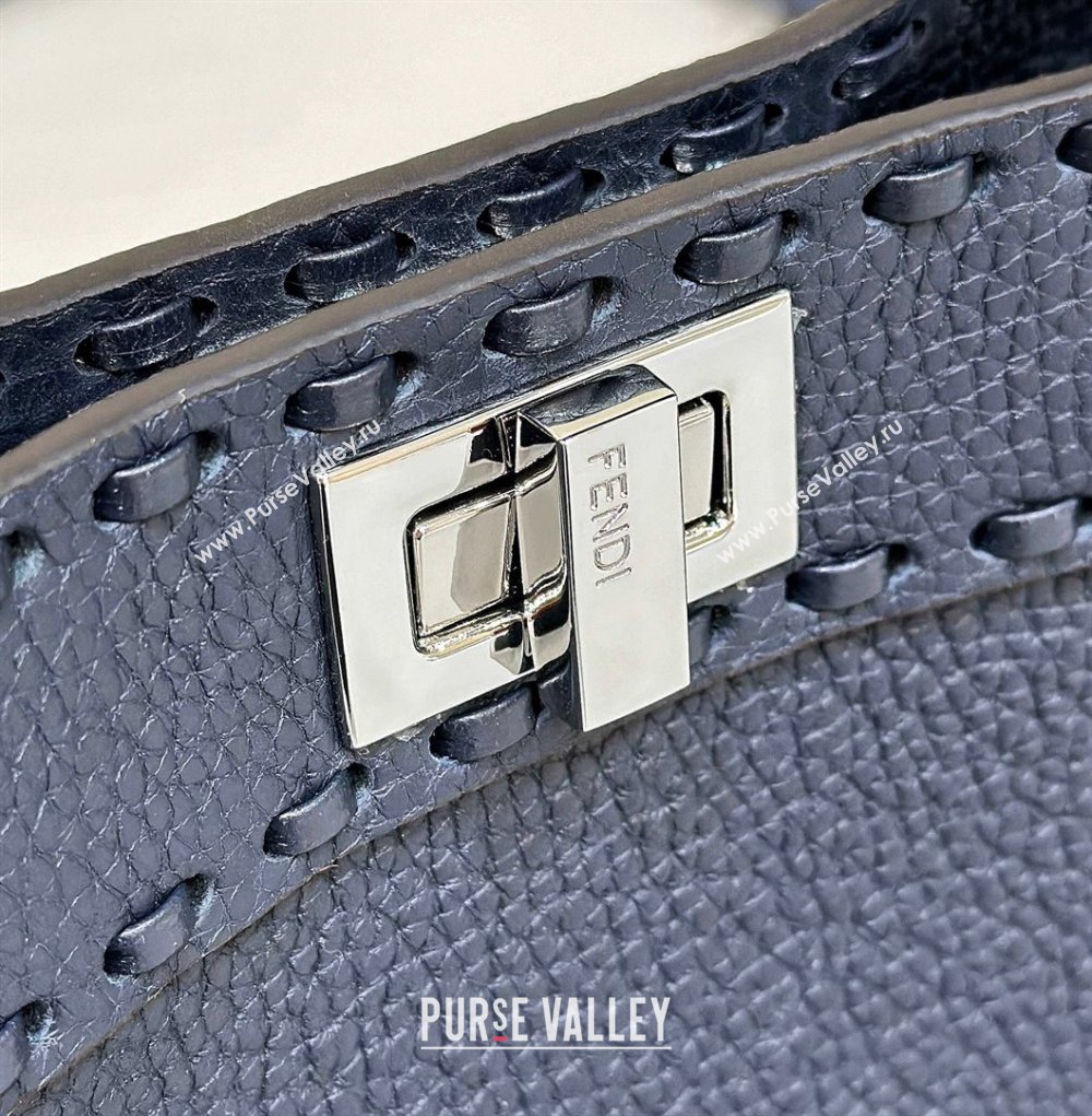 Fendi Peekaboo Mini Bag with Hand-sewn Topstitches 8615 Deep Blue 2024 Top (CL-24031501)