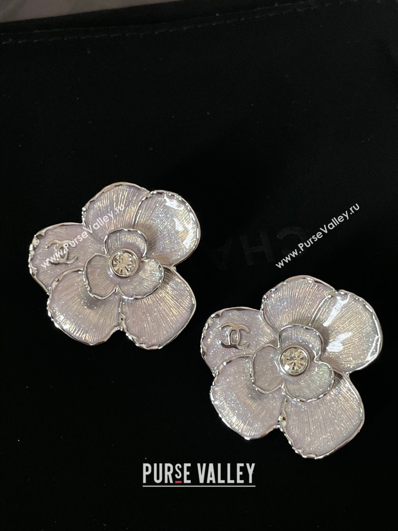 Chanel Camellia Clip-on Earrings CH101056 Silver 2024 (YF-24101056)