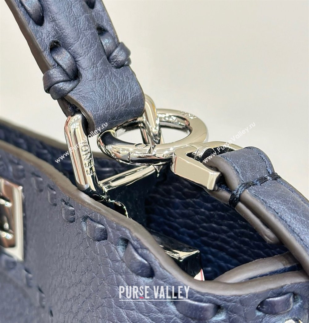 Fendi Peekaboo Mini Bag with Hand-sewn Topstitches 8615 Deep Blue 2024 Top (CL-24031501)