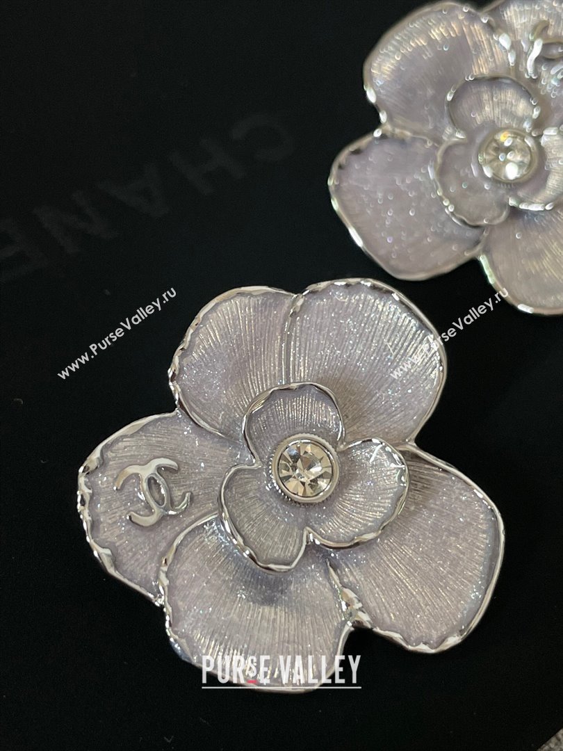 Chanel Camellia Clip-on Earrings CH101056 Silver 2024 (YF-24101056)