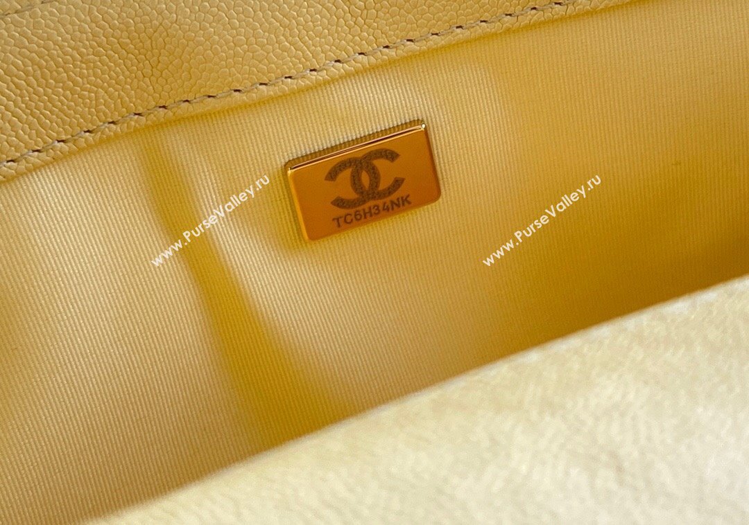 Chanel Original Grained Calfskin Chevron Medium Boy Flap Bag Light Gold/Yellow 2023 Top Quality (MHE-23102528)