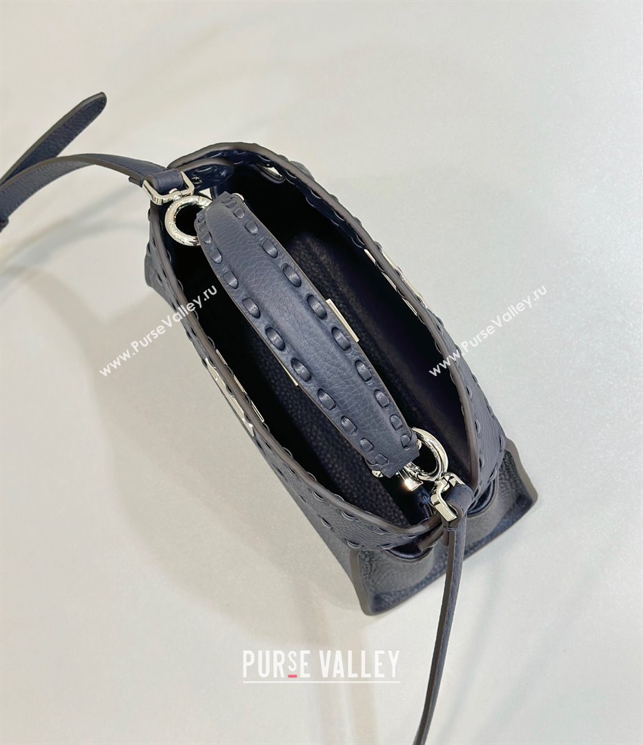 Fendi Peekaboo Mini Bag with Hand-sewn Topstitches 8615 Deep Blue 2024 Top (CL-24031501)