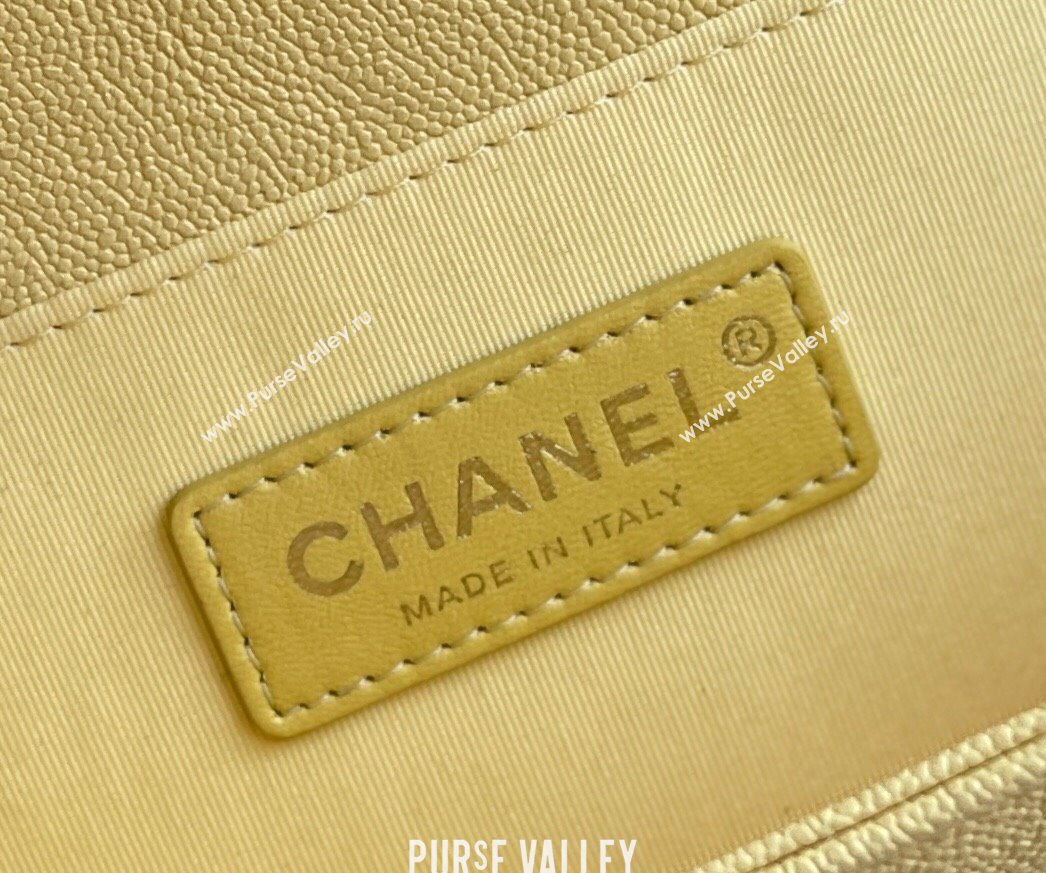 Chanel Original Grained Calfskin Chevron Medium Boy Flap Bag Light Gold/Yellow 2023 Top Quality (MHE-23102528)