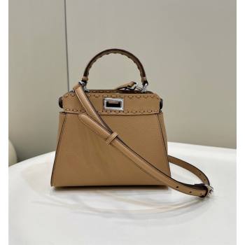 Fendi Peekaboo Mini Bag with Hand-sewn Topstitches 8615 Camel 2024 Top (CL-24031502)