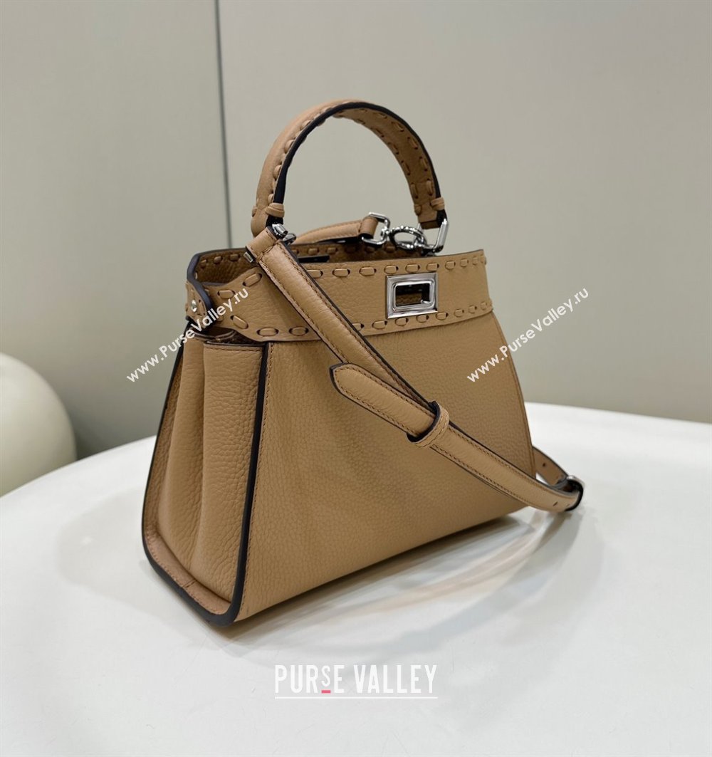Fendi Peekaboo Mini Bag with Hand-sewn Topstitches 8615 Camel 2024 Top (CL-24031502)