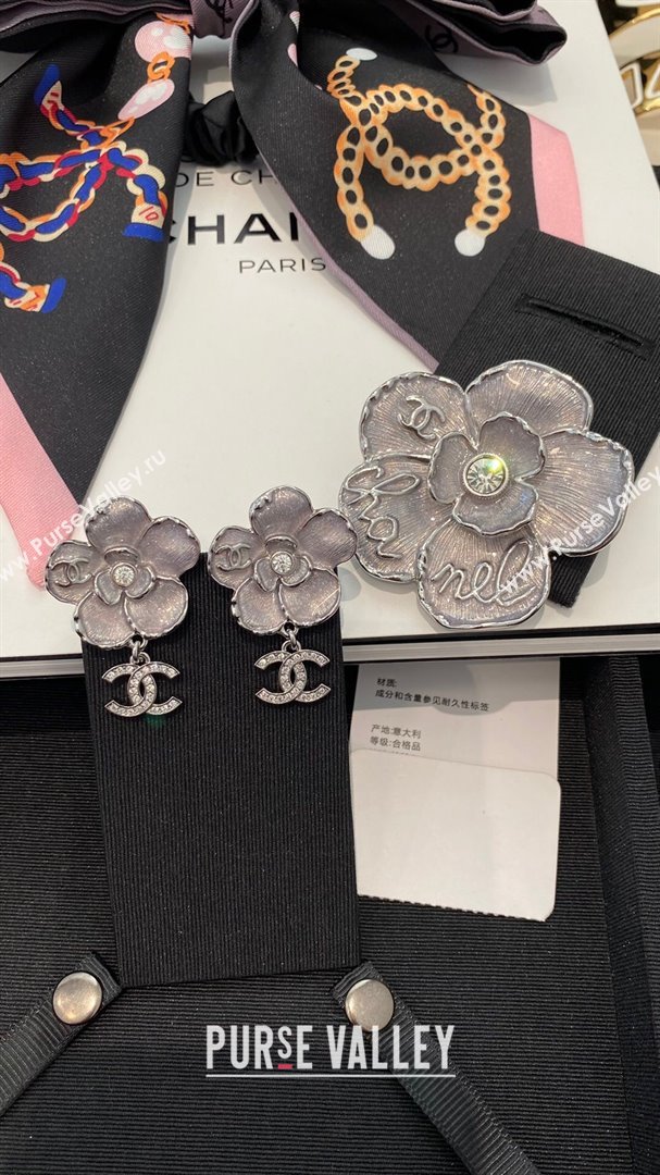 Chanel Camellia Earrings CH101057 Silver 2024 (YF-24101057)