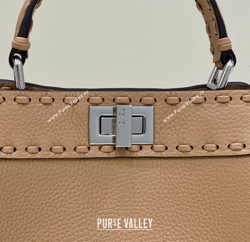 Fendi Peekaboo Mini Bag with Hand-sewn Topstitches 8615 Camel 2024 Top (CL-24031502)