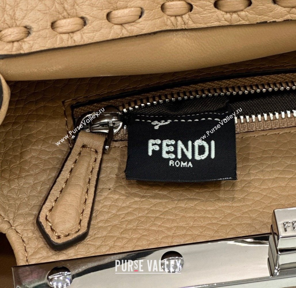 Fendi Peekaboo Mini Bag with Hand-sewn Topstitches 8615 Camel 2024 Top (CL-24031502)