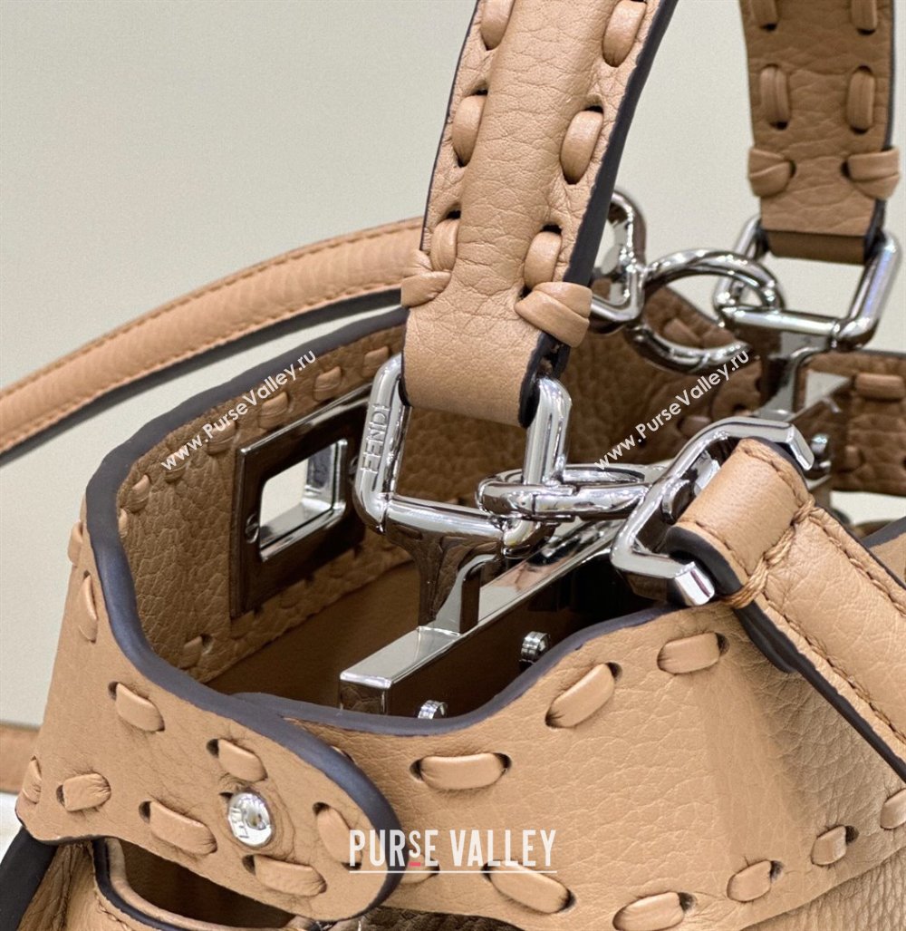 Fendi Peekaboo Mini Bag with Hand-sewn Topstitches 8615 Camel 2024 Top (CL-24031502)