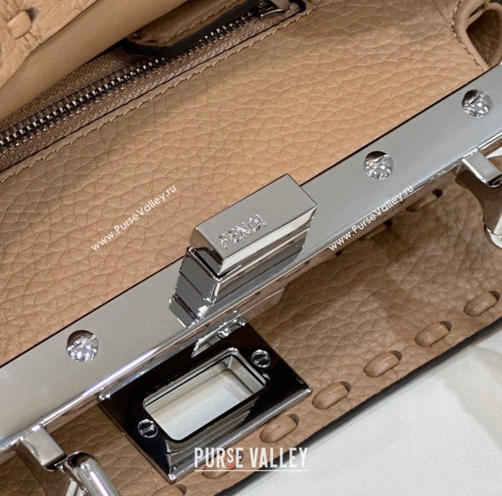 Fendi Peekaboo Mini Bag with Hand-sewn Topstitches 8615 Camel 2024 Top (CL-24031502)