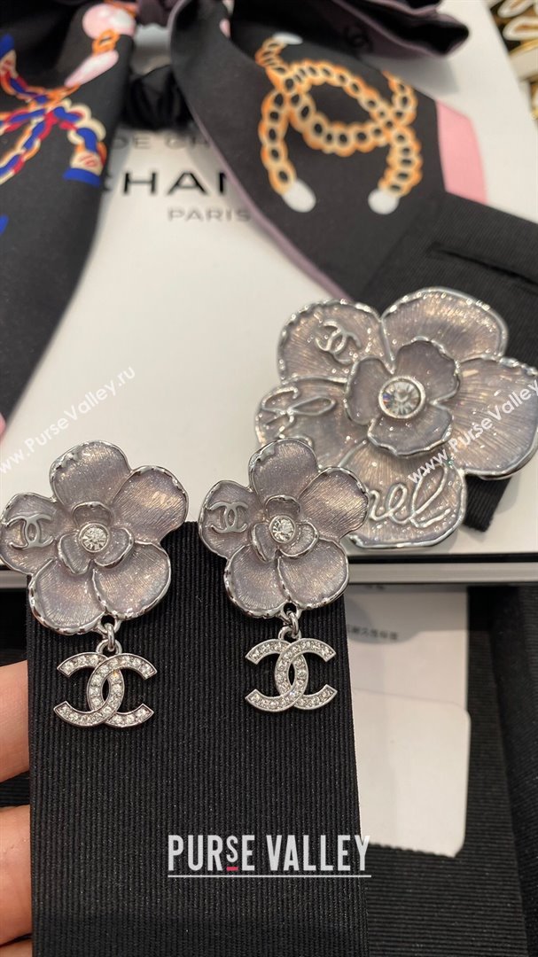 Chanel Camellia Earrings CH101057 Silver 2024 (YF-24101057)