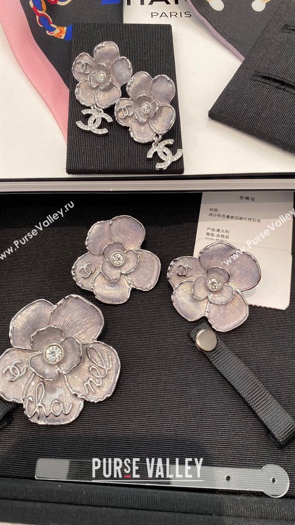 Chanel Camellia Earrings CH101057 Silver 2024 (YF-24101057)