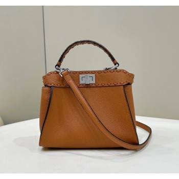 Fendi Peekaboo Mini Bag with Hand-sewn Topstitches 8615 Brown 2024 Top (CL-24031503)