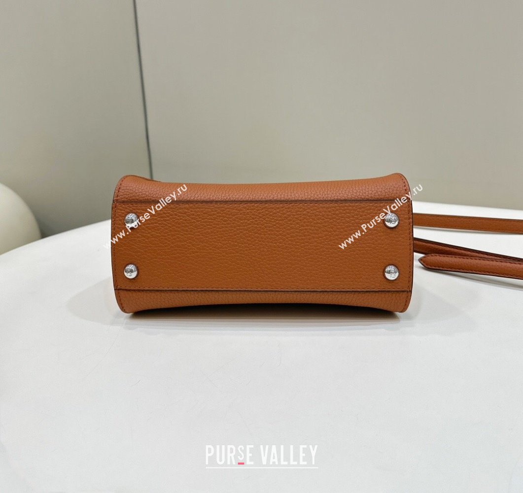 Fendi Peekaboo Mini Bag with Hand-sewn Topstitches 8615 Brown 2024 Top (CL-24031503)