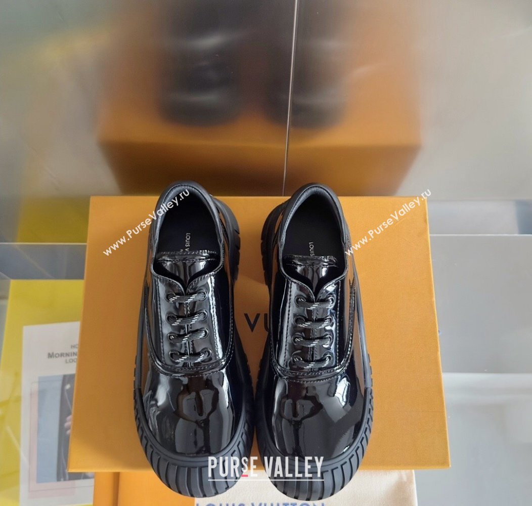 Louis Vuitton Ruby Flat Derby Lace-up Shoes in Black Patent Leather 2024 1AGWJO (MD-241224057)