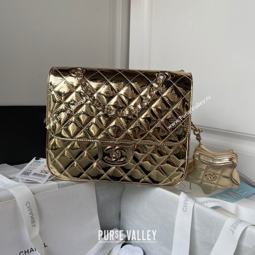 Chanel Backpack Star Coin Purse in Mirror Calfskin and Metallic Calfskin AS4649 Gold 2023 (JY-23112828)