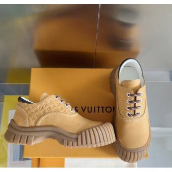 Louis Vuitton Ruby Flat Derby Lace-up Shoes in Suede Beige Yellow 2024 1AGWJO (MD-241224058)