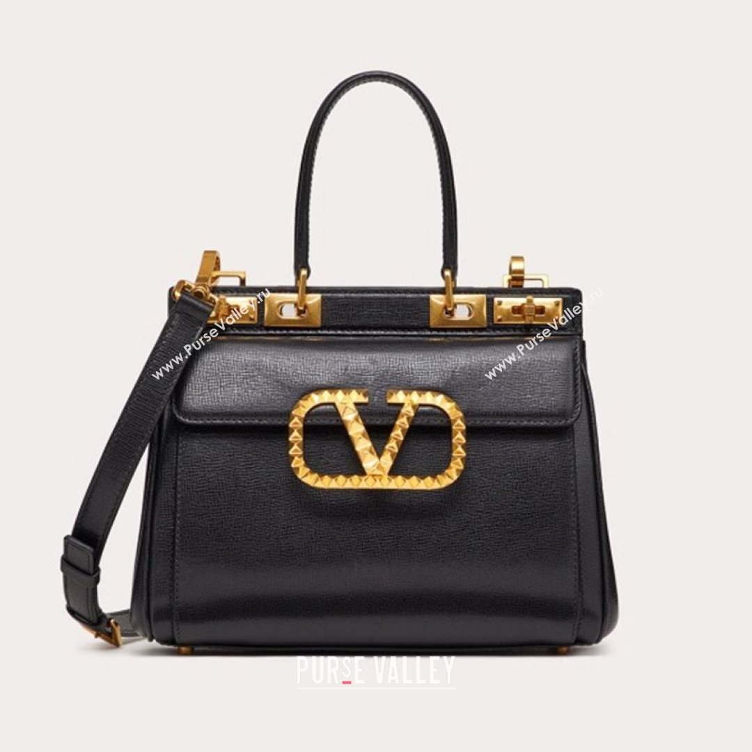 Valentino Medium Alcove Handbag in Grainy Calfskin Black 0041  (LKF-21080457)