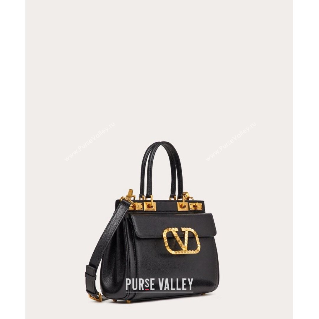 Valentino Medium Alcove Handbag in Grainy Calfskin Black 0041  (LKF-21080457)