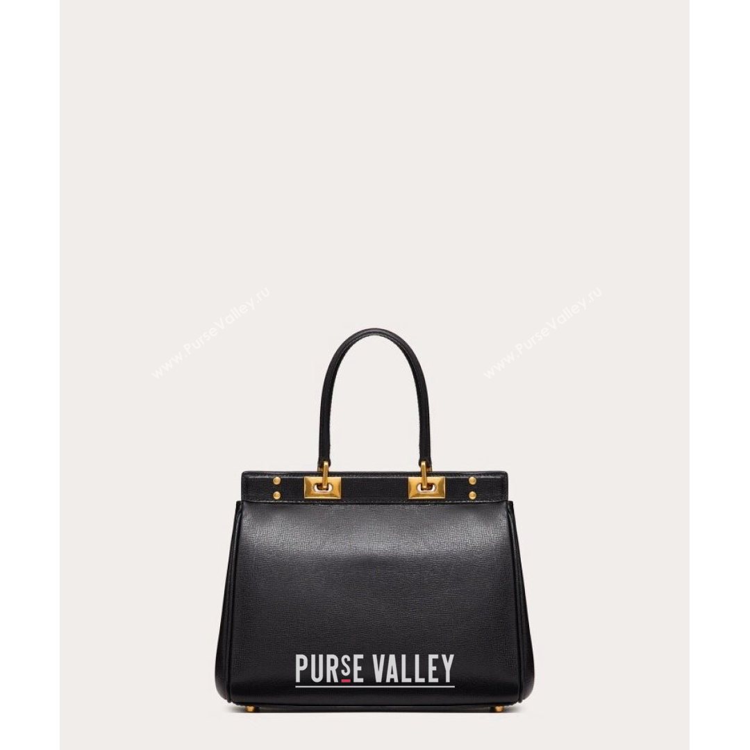 Valentino Medium Alcove Handbag in Grainy Calfskin Black 0041  (LKF-21080457)