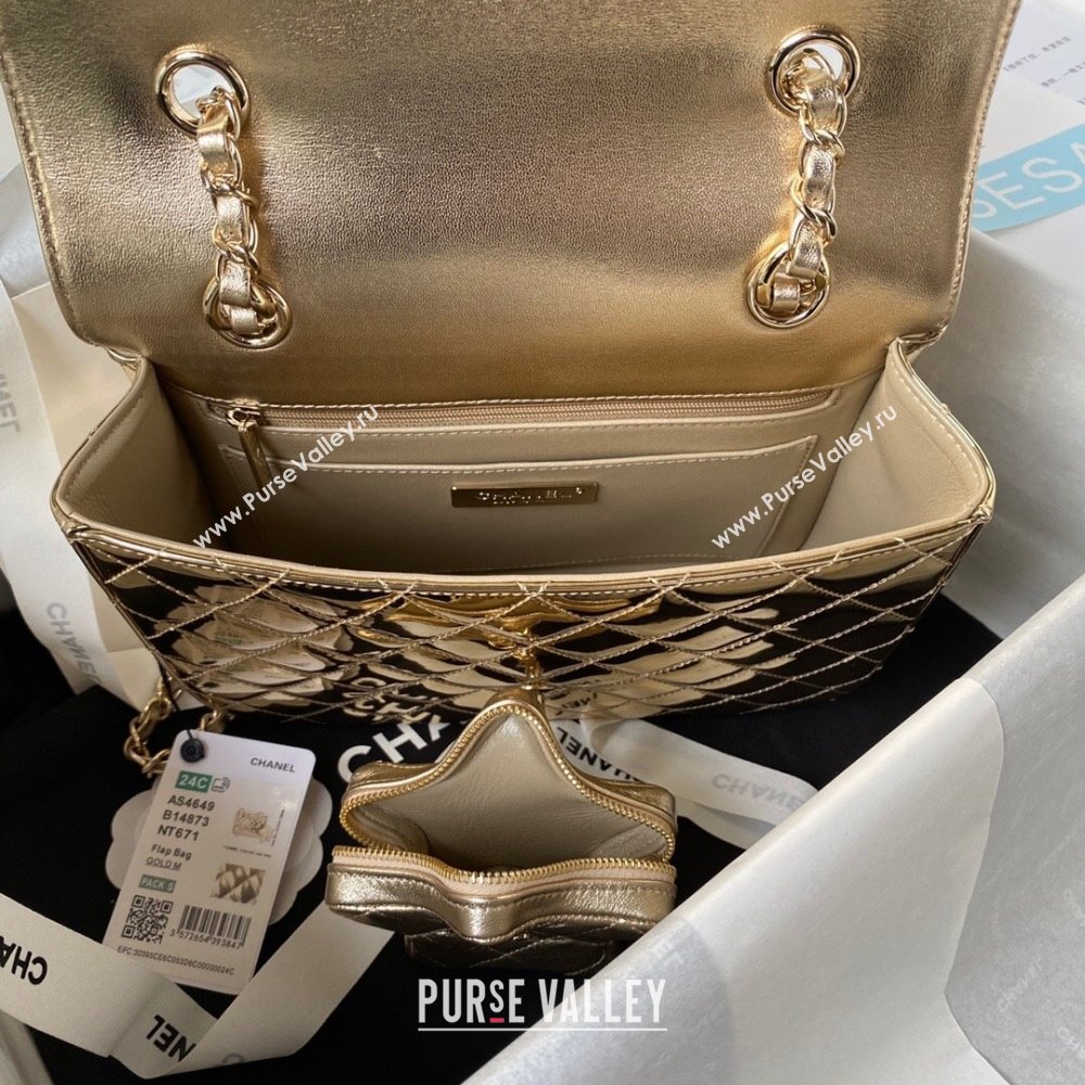 Chanel Backpack Star Coin Purse in Mirror Calfskin and Metallic Calfskin AS4649 Gold 2023 (JY-23112828)