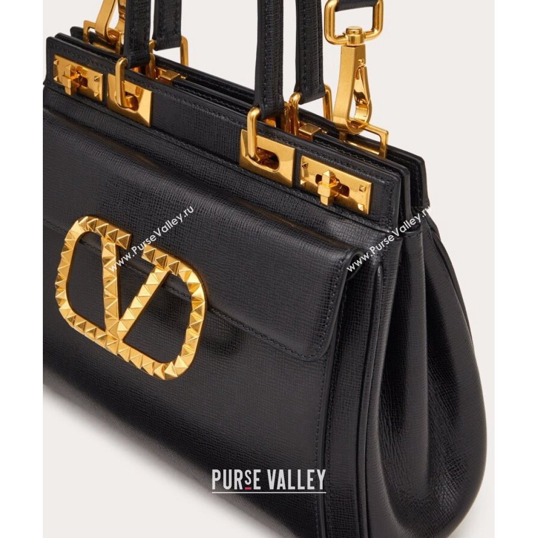 Valentino Medium Alcove Handbag in Grainy Calfskin Black 0041  (LKF-21080457)
