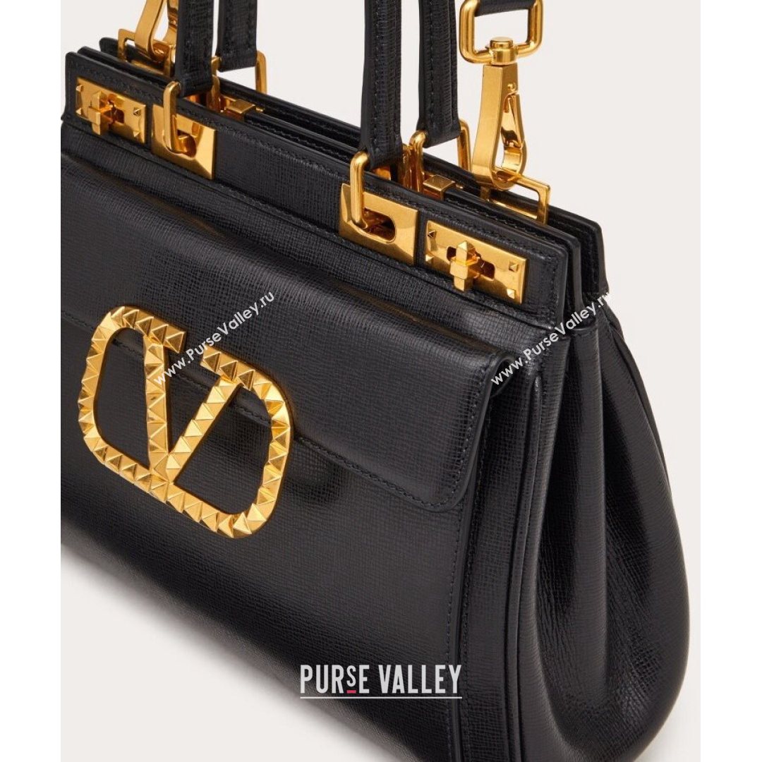 Valentino Medium Alcove Handbag in Grainy Calfskin Black 0041  (LKF-21080457)