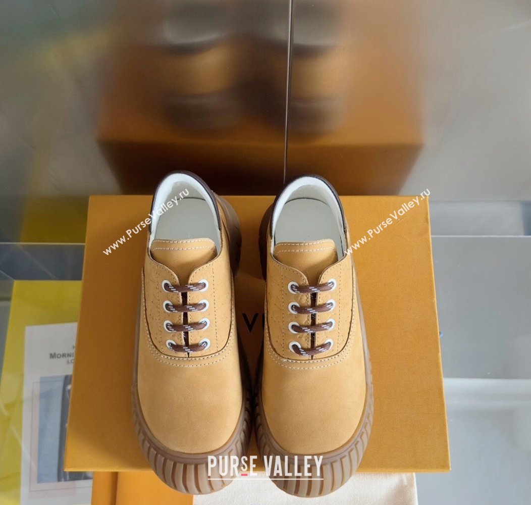 Louis Vuitton Ruby Flat Derby Lace-up Shoes in Suede Beige Yellow 2024 1AGWJO (MD-241224058)