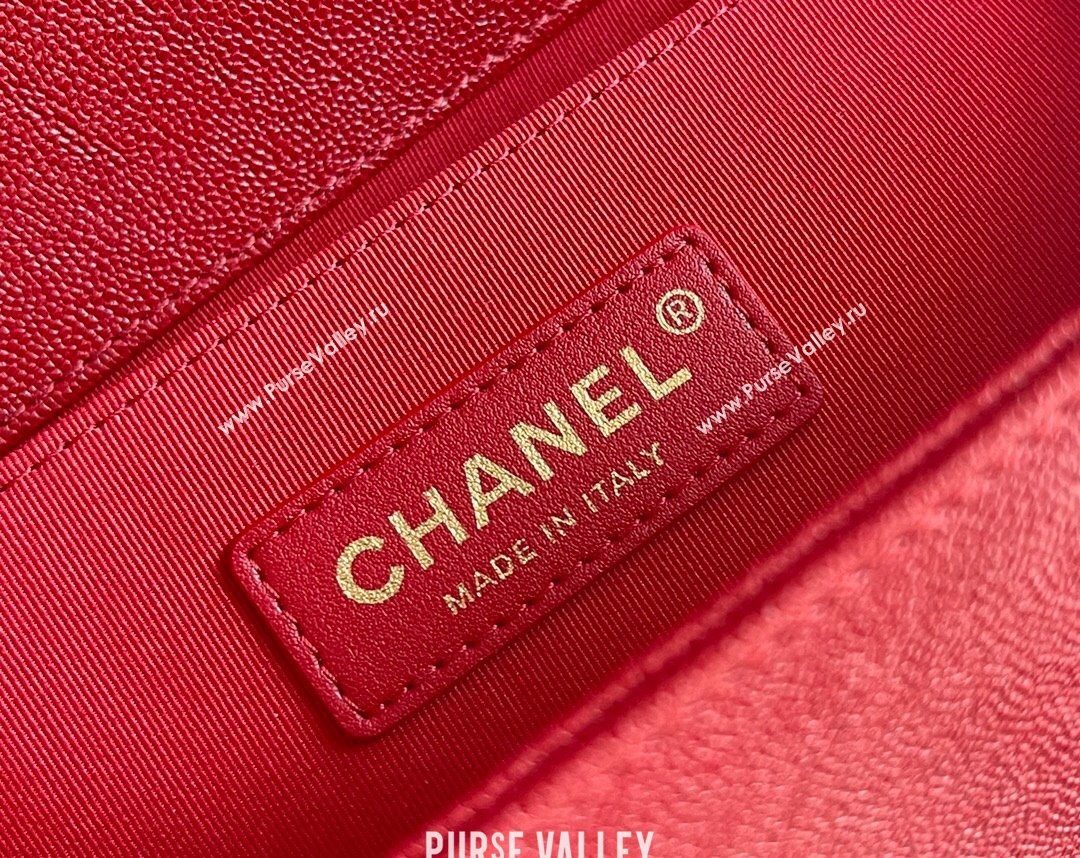 Chanel Original Grained Calfskin Chevron Medium Boy Flap Bag Light Gold/Red 2023 Top Quality (MHE-23102519)