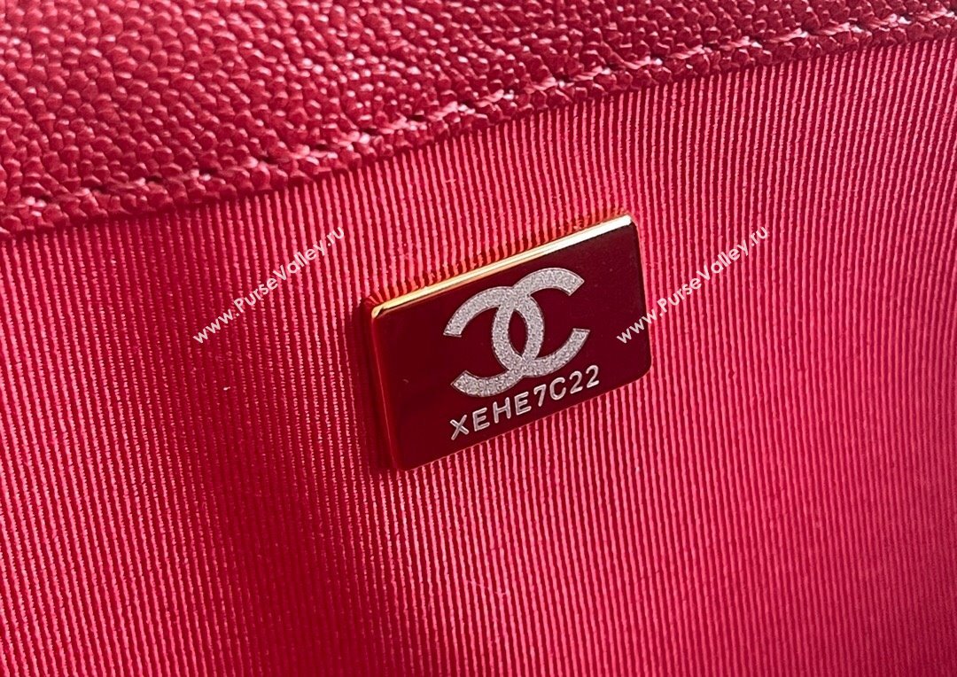 Chanel Original Grained Calfskin Chevron Medium Boy Flap Bag Light Gold/Red 2023 Top Quality (MHE-23102519)