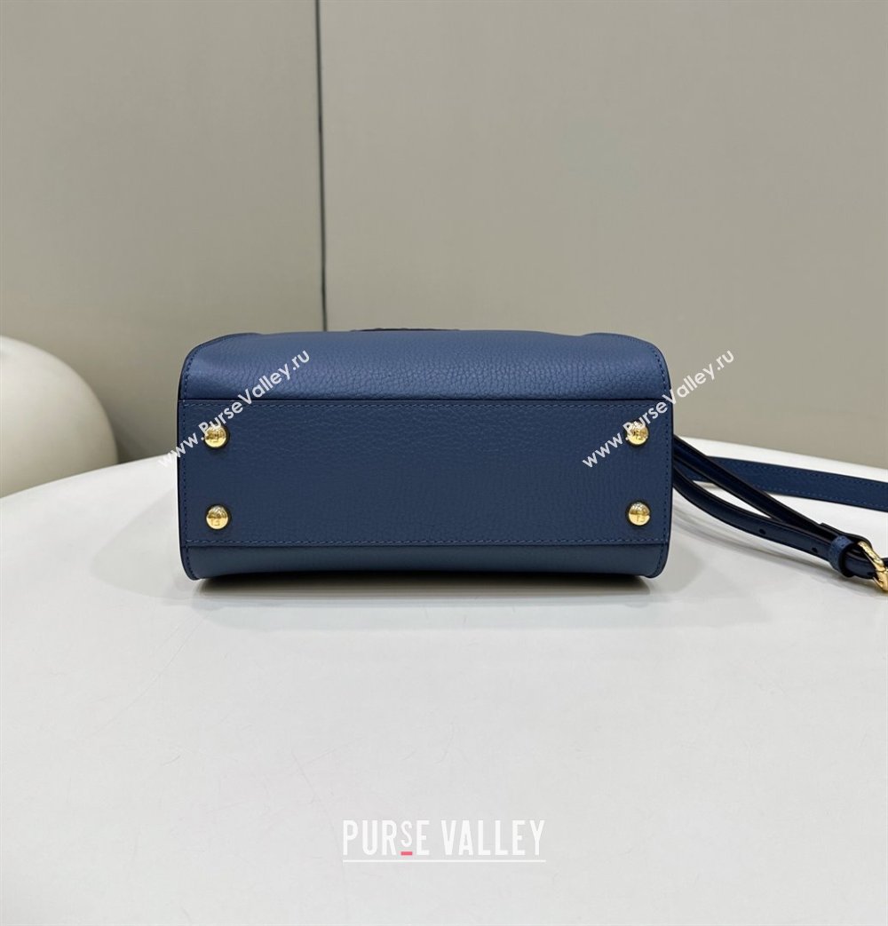 Fendi Peekaboo Mini Bag with Hand-sewn Topstitches 8615 Blue 2024 Top (CL-24031504)