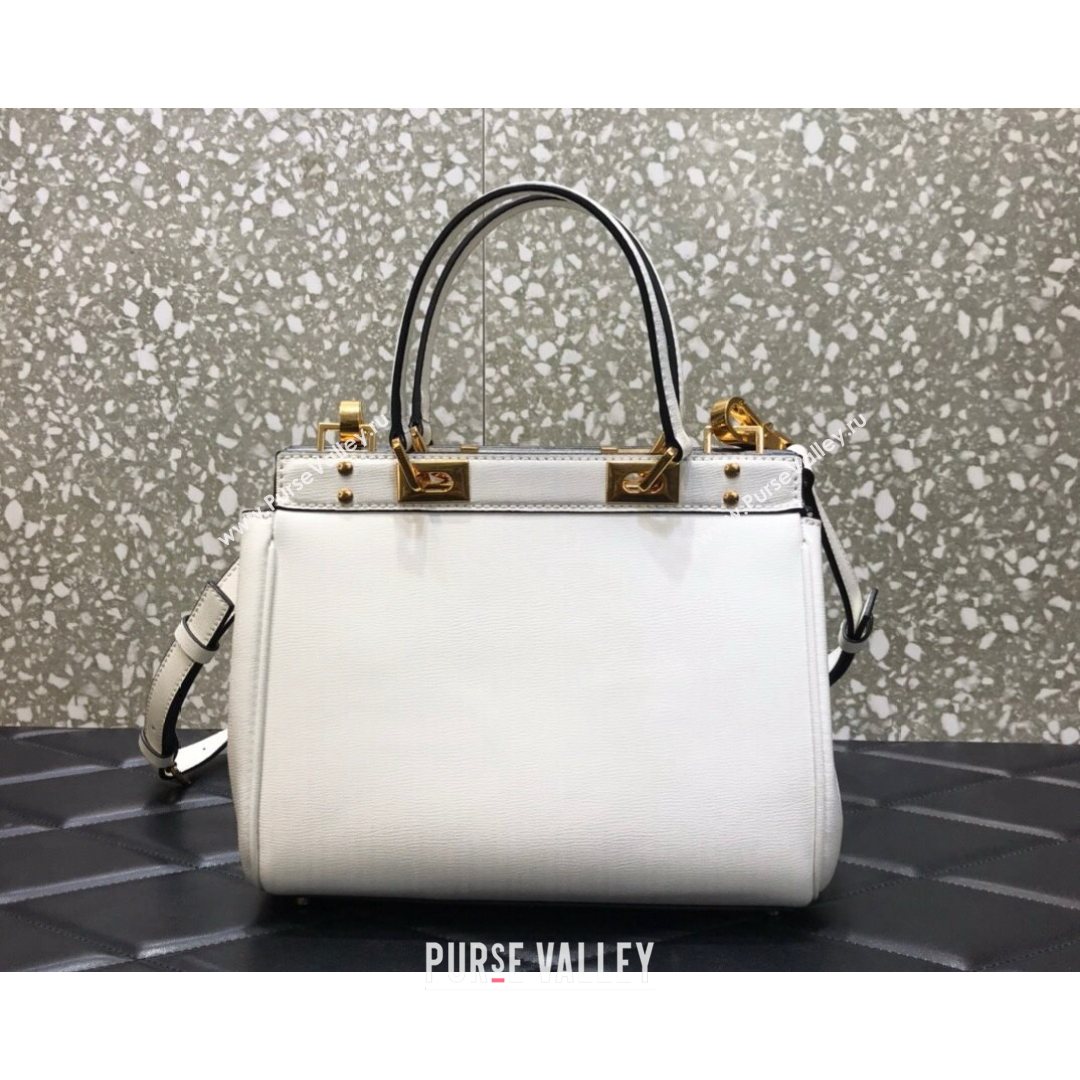 Valentino Medium Alcove Handbag in Grainy Calfskin White 2021 0041  (LKF-21080459)