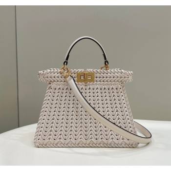 Fendi Peekaboo ISeeU Small Bag in Beige Interlaced Leather 80138M 2024 Top (CL-24031512)