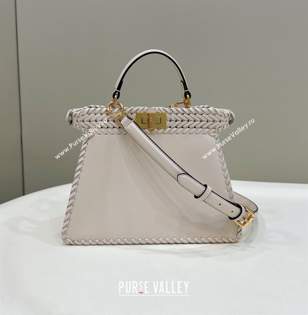 Fendi Peekaboo ISeeU Small Bag in Beige Interlaced Leather 80138M 2024 Top (CL-24031512)