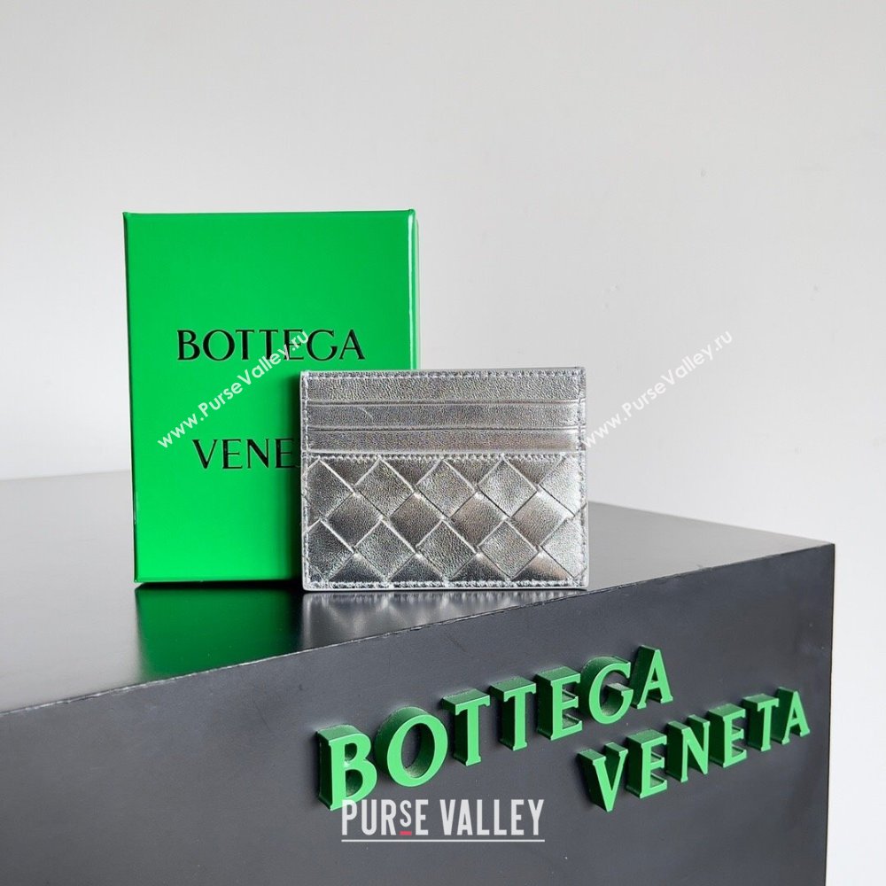 Bottega Veneta Intrecciato Credit Card Case 749449 Silver 2024 (MS-24012313)