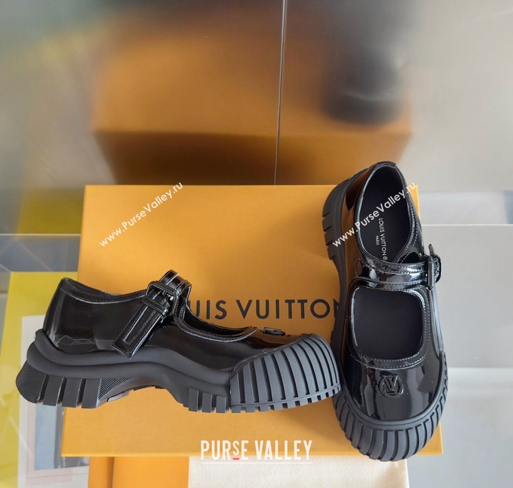 Louis Vuitton Ruby Flat Mary Jane Loafers in Patent Leather Black 2024 1AGWGK (MD-241224062)