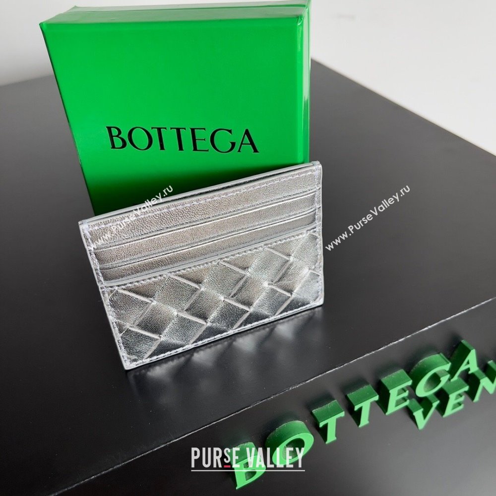 Bottega Veneta Intrecciato Credit Card Case 749449 Silver 2024 (MS-24012313)