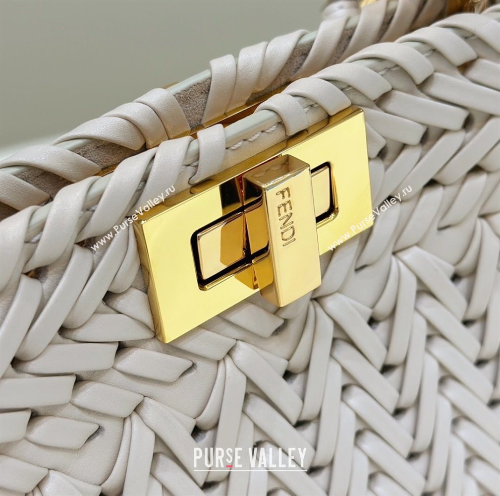 Fendi Peekaboo ISeeU Small Bag in Beige Interlaced Leather 80138M 2024 Top (CL-24031512)