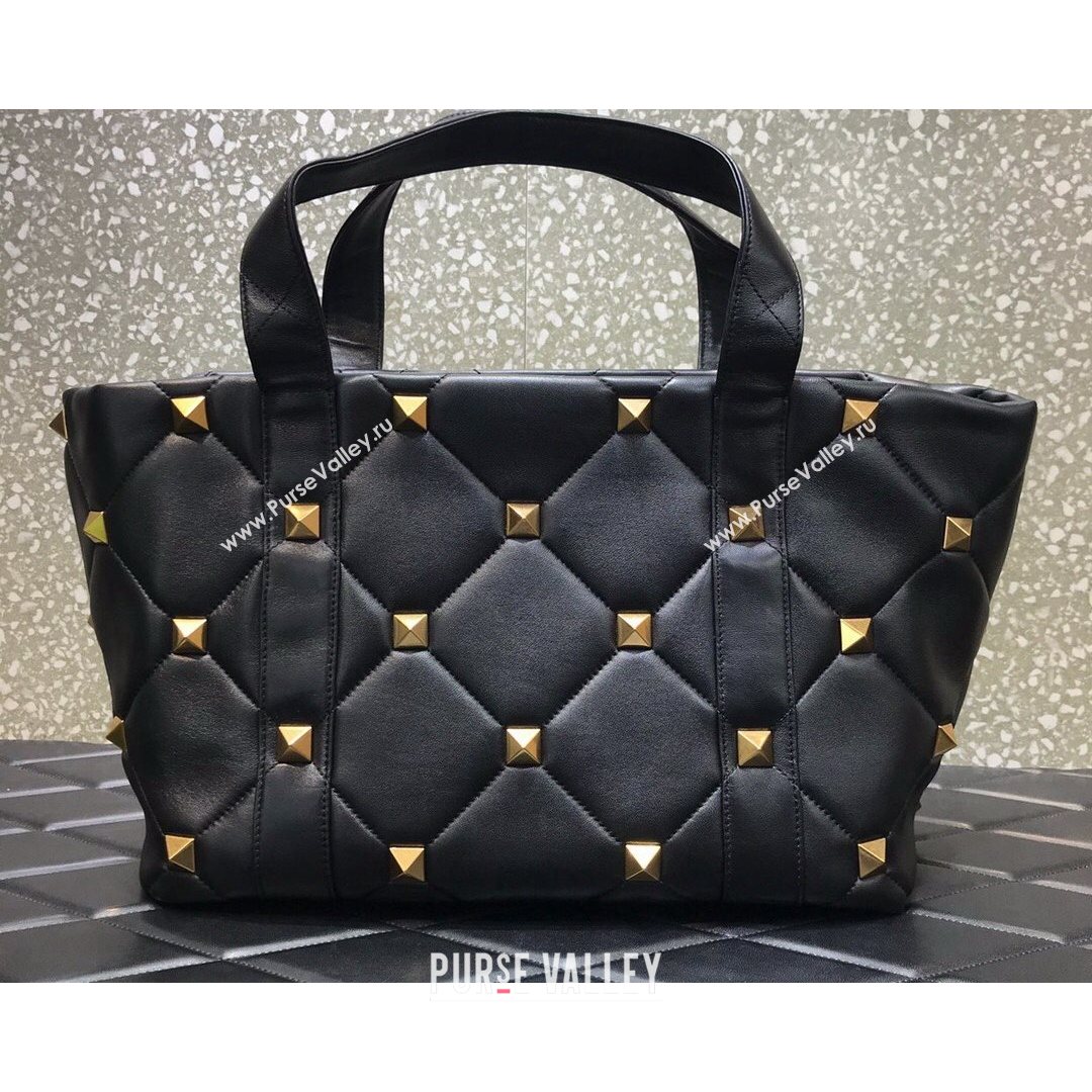 Valentino Roman Stud The Tote in Calfskin Nappa Black 2021 1166 (LKF-21080461)